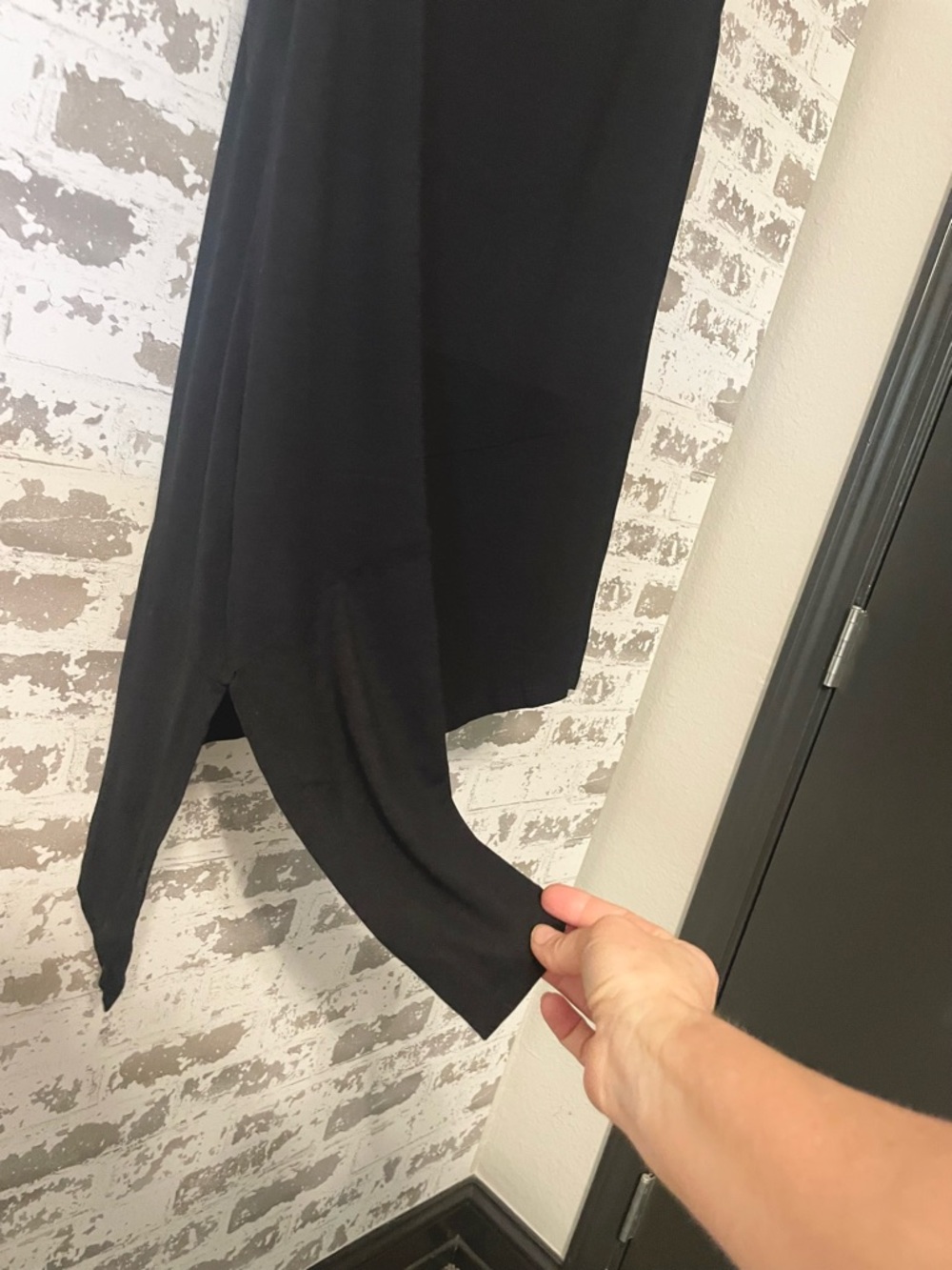 Eileen Fisher Black Asymmetrical Tunic Tank Top XL Minimalist Draped Hem - Picture 4 of 6